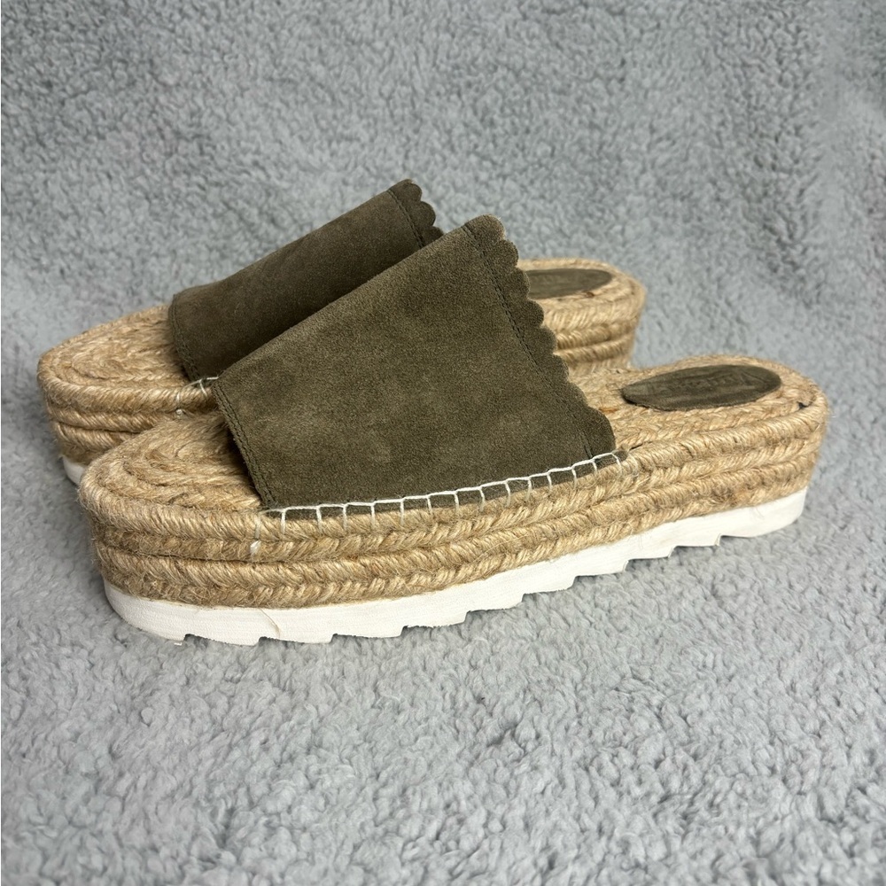 💚👖Vintage 7 Espadrilles Slides Size 10 Hunter Green Excellent Condition Leather - Picture 2 of 11